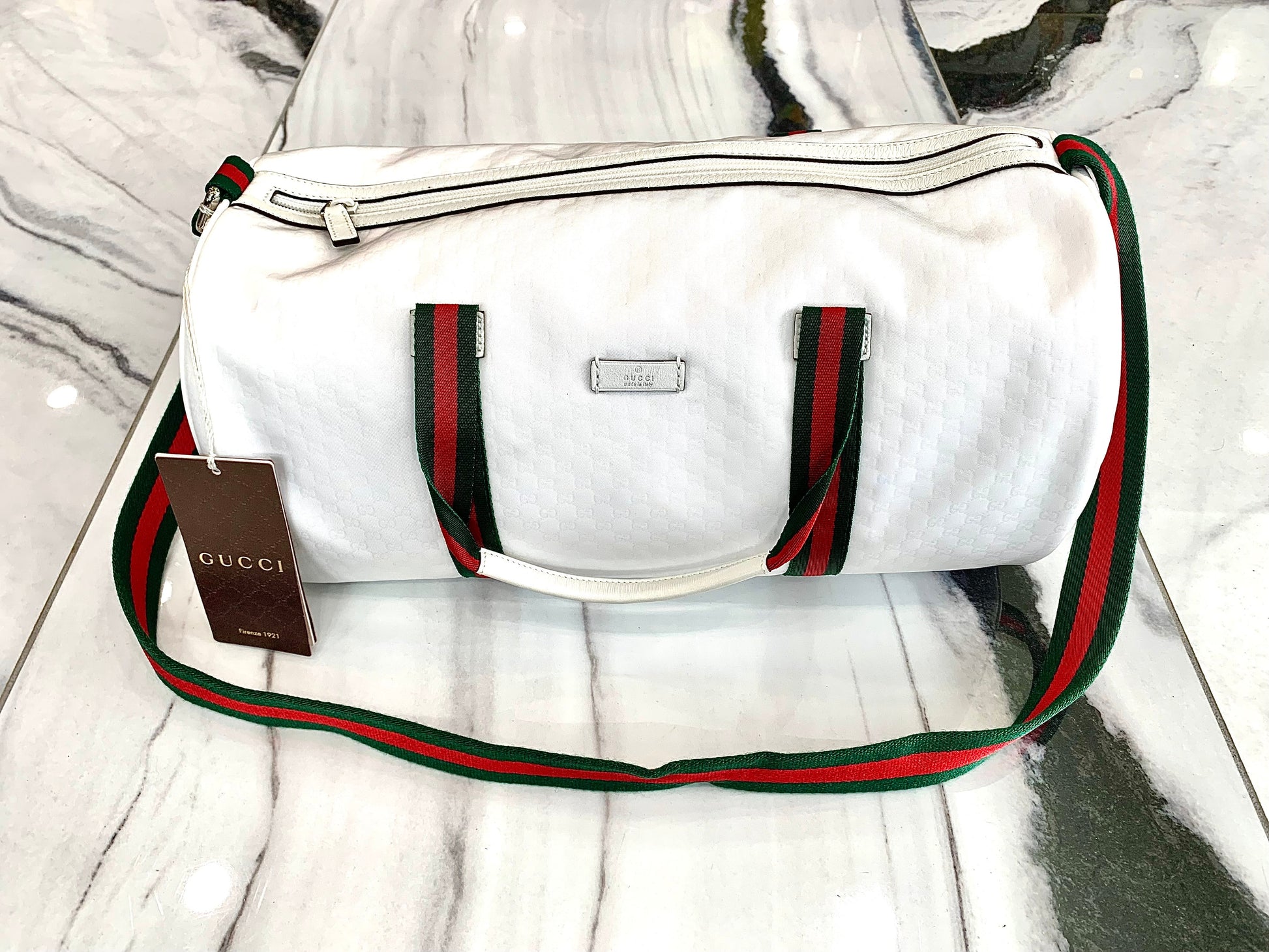 Gucci MICRO GG WEB DUFFEL Nylon Travel Bag