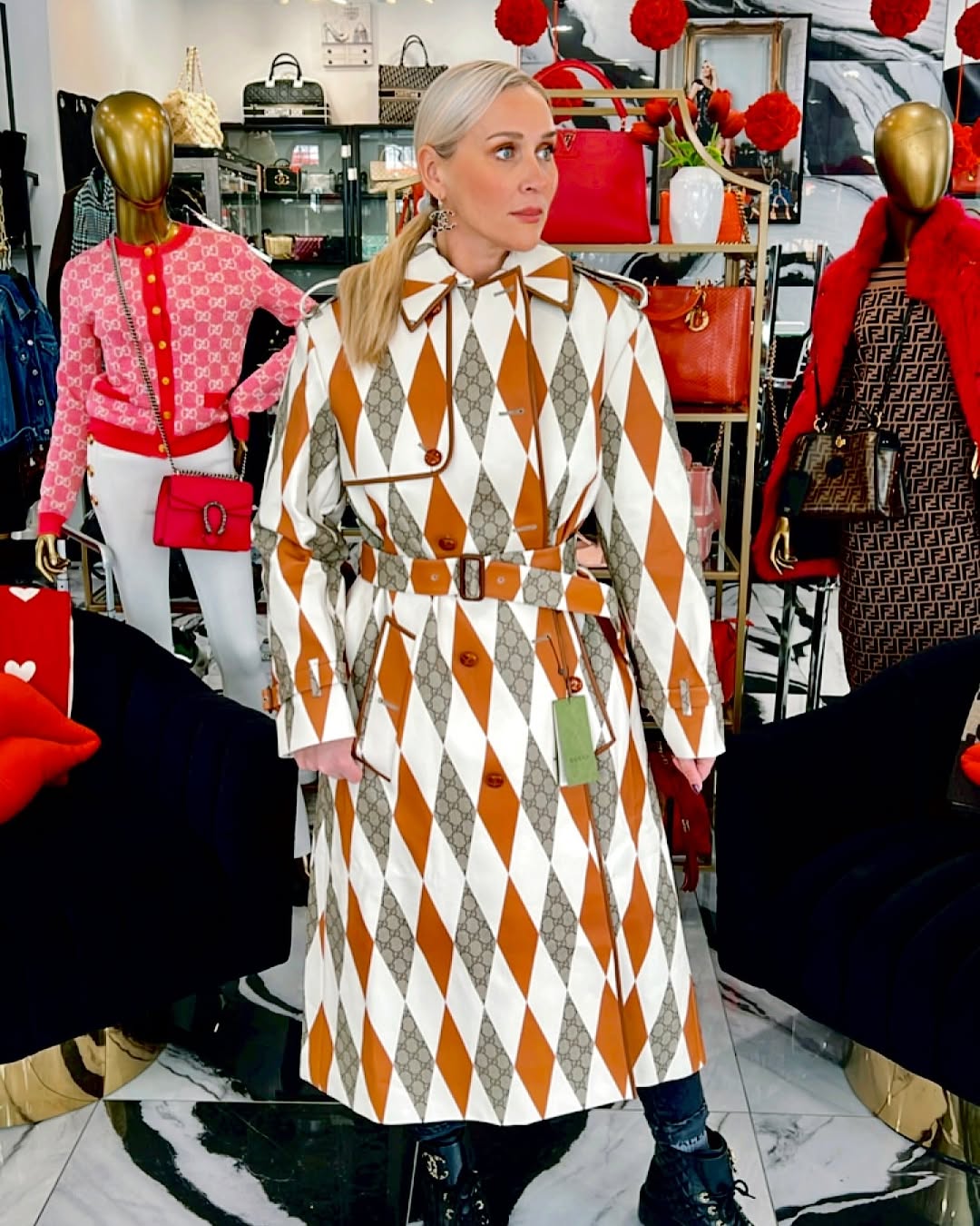 Gucci ARGYLE BELTED TRENCH COAT Apparel