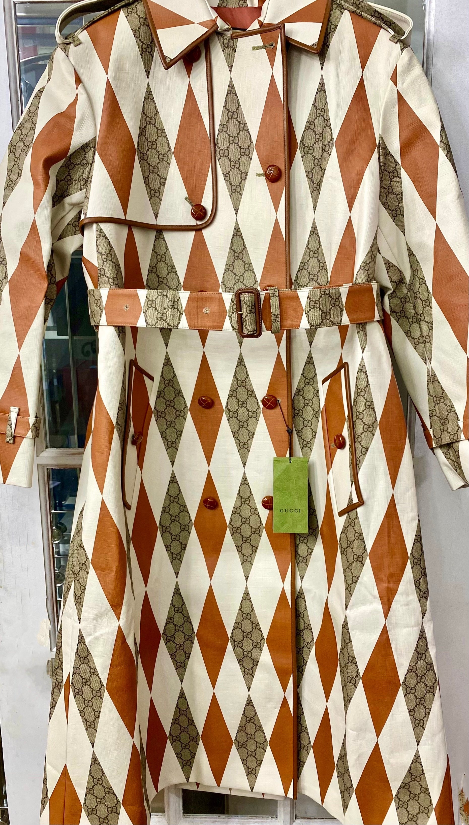 Gucci ARGYLE BELTED TRENCH COAT Apparel