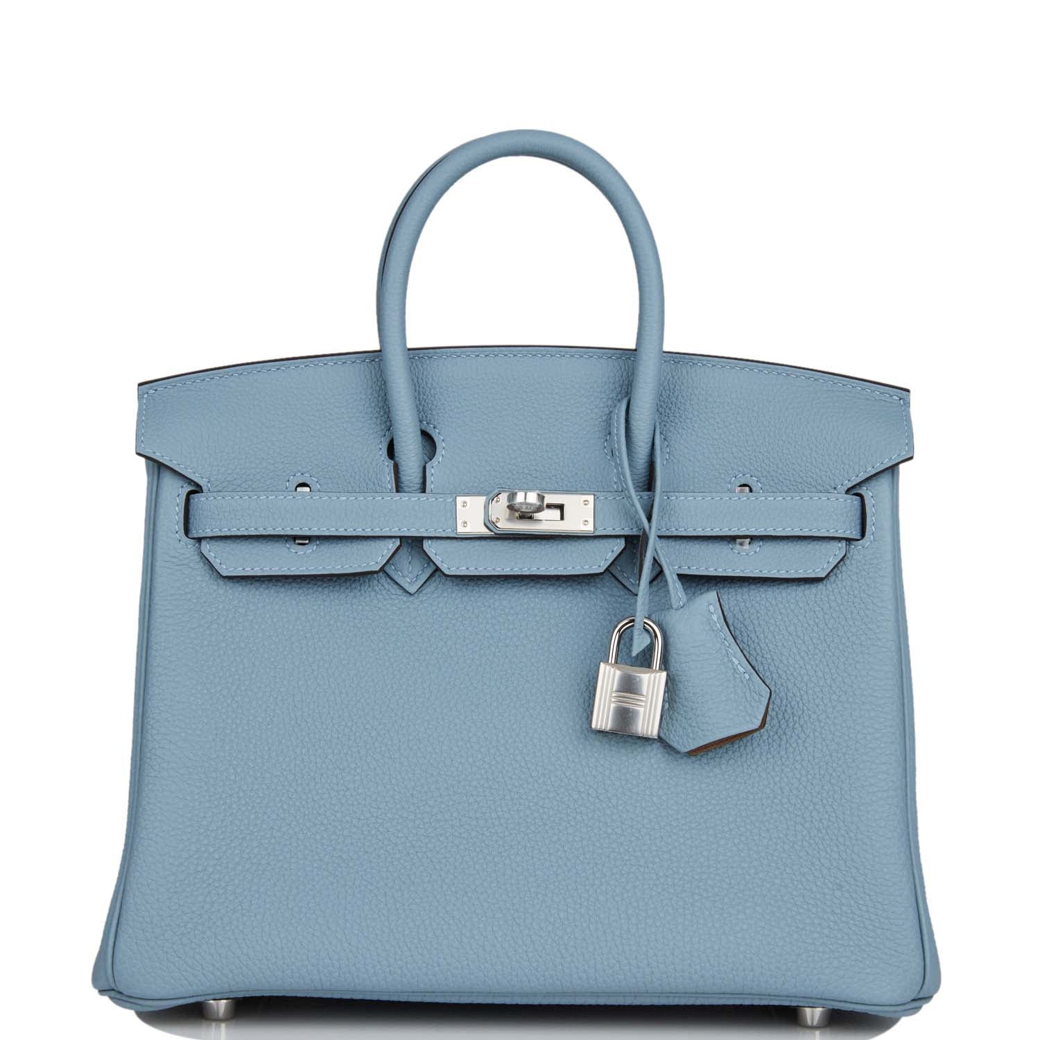 Hermes Birkin Bleu Lin Verso Togo Palladium Hardware Travel Bag Palladium Hardware
