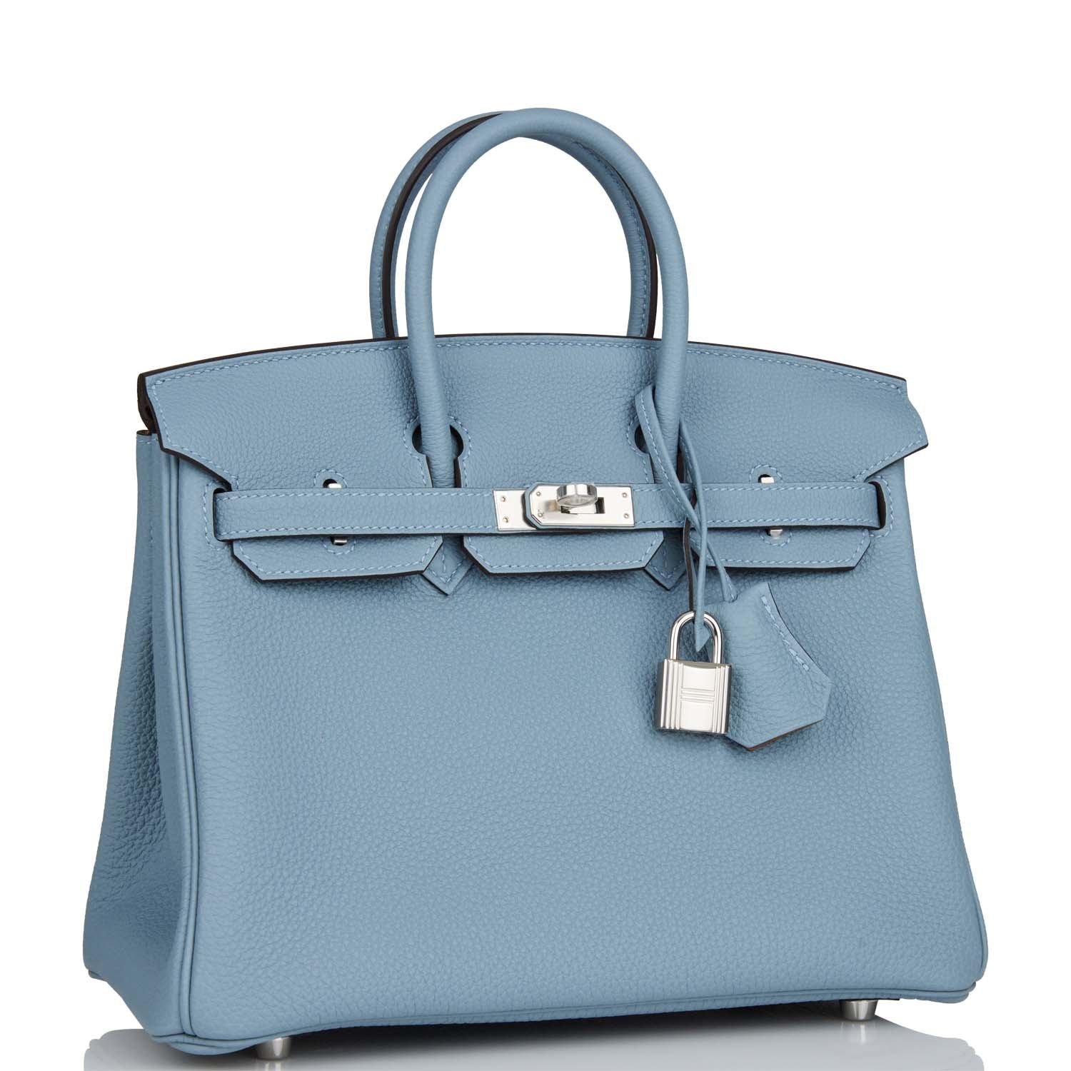 Hermes Birkin Bleu Lin Verso Togo Palladium Hardware Travel Bag 1 Lh