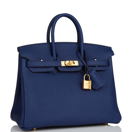 Hermes Birkin Bleu Saphir Togo Hardware Handbag Gold Travel Bag