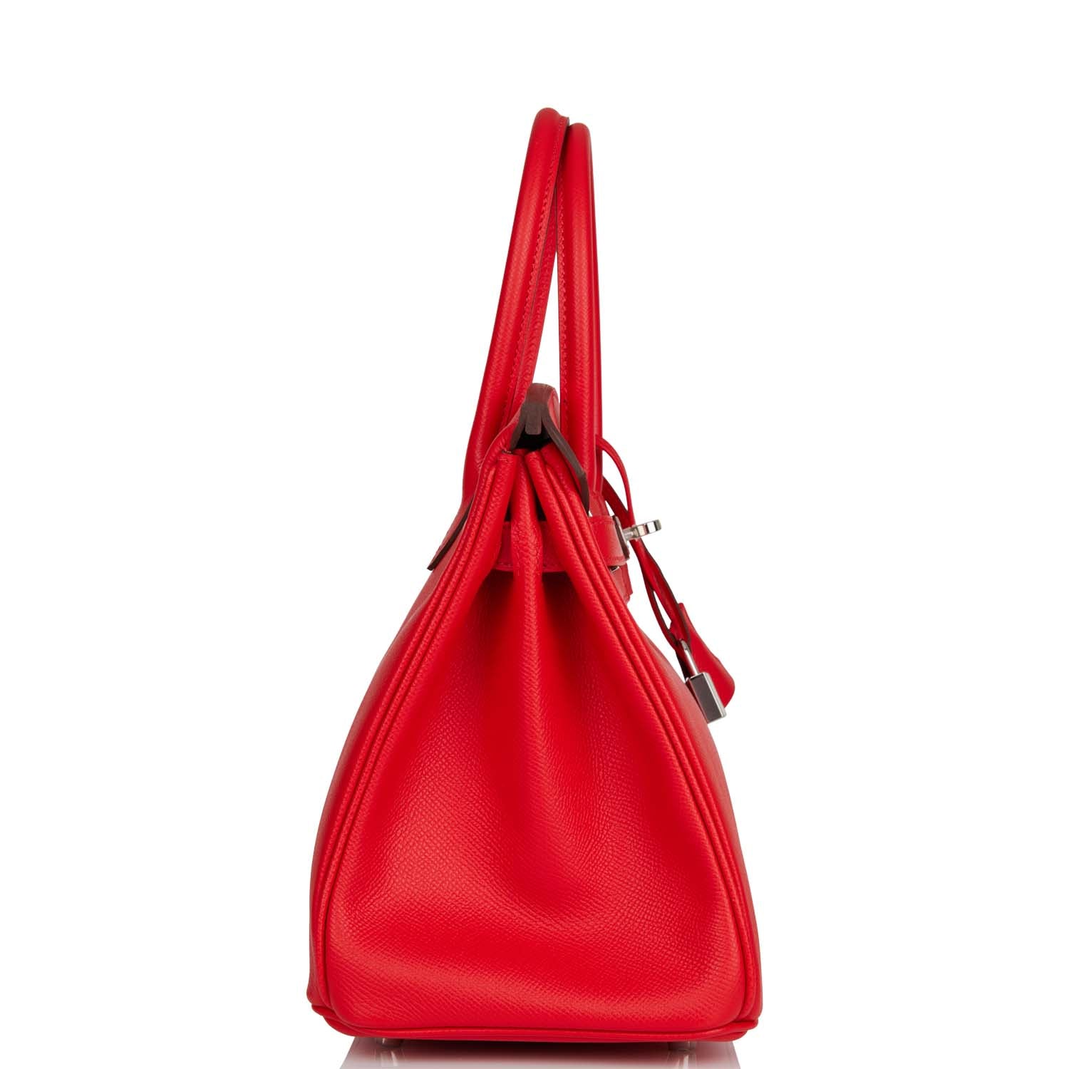 Hermes Birkin Rouge De Coeur Epsom Palladium Hardware Travel Bag