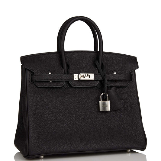 Hermes Birkin Togo Palladium Hardware Handbag Black Travel Bag 38