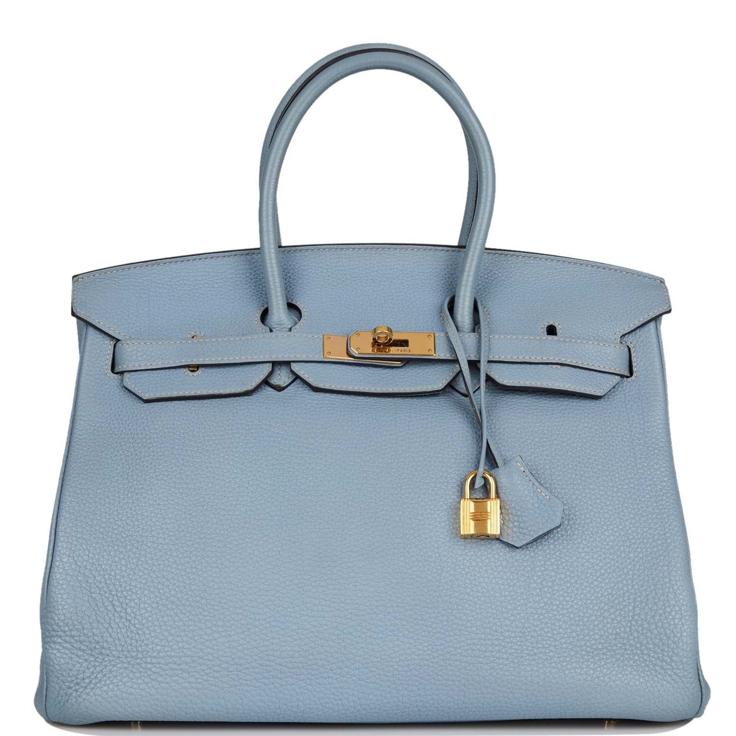 Hermes Birkin Bleu Lin Togo Hardware Handbag Gold Travel Bag