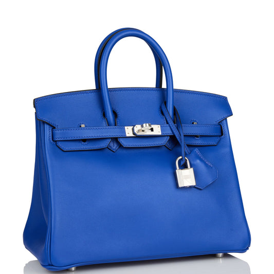 Hermes Birkin Bleu Electric Swift Palladium Hardware Handbag Travel Bag
