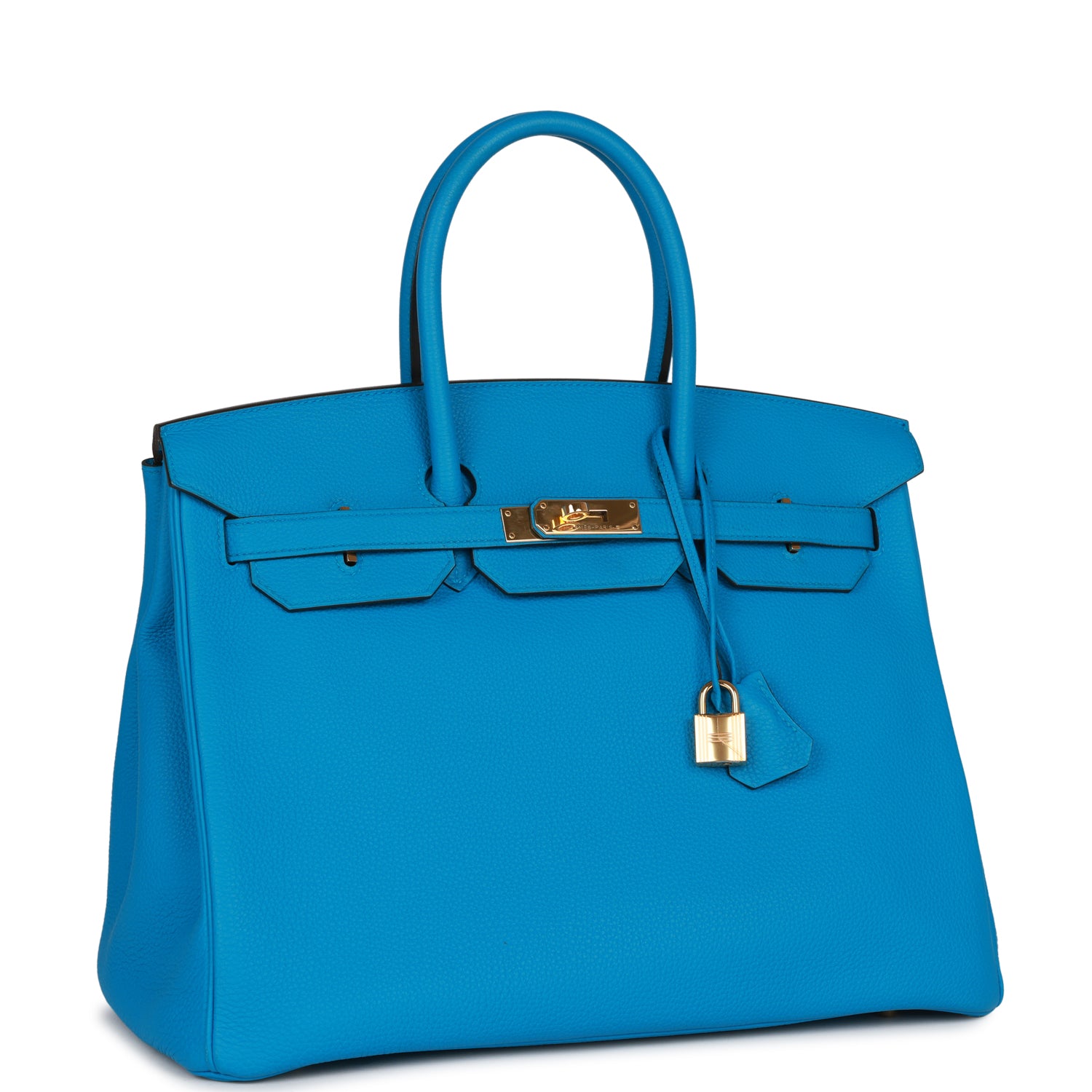 Hermes Birkin Bleu Zanzibar Togo Hardware Handbag Gold Travel Bag