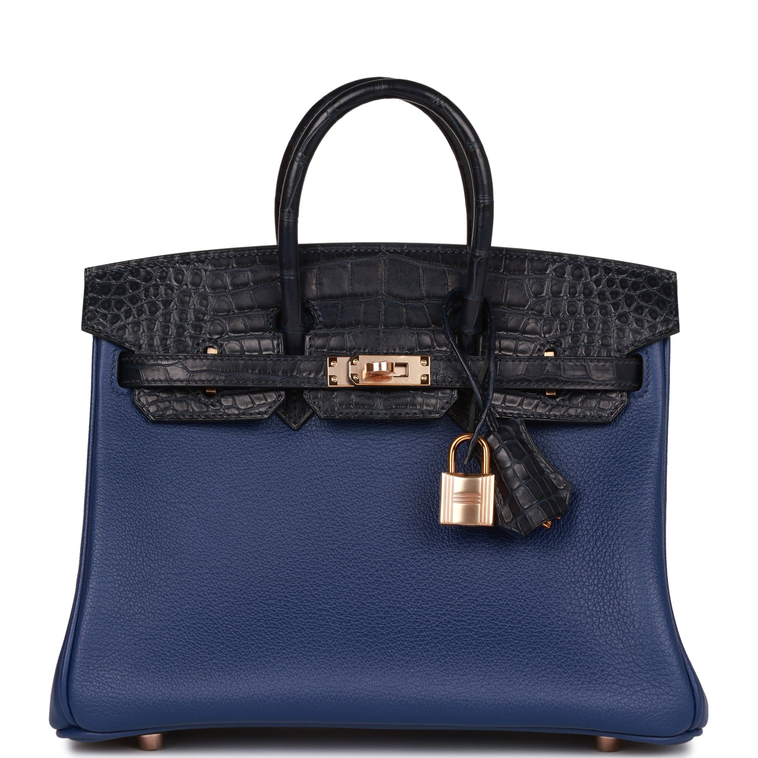 Hermes Birkin Bleu Saphir And Marine Matte Alligator Gold Travel Bag