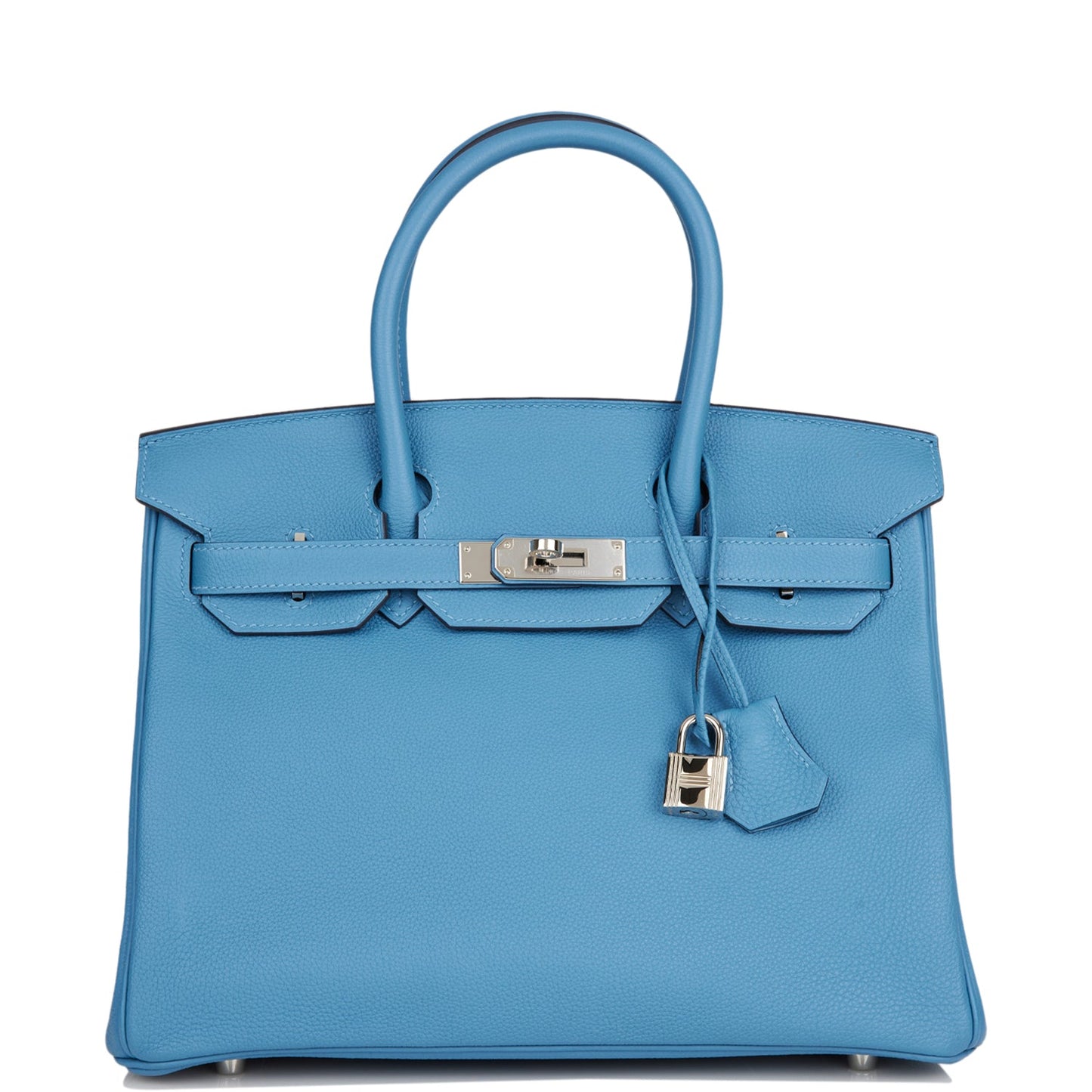 Hermes Birkin Bleu Azur Togo Palladium Hardware Handbag Travel Bag