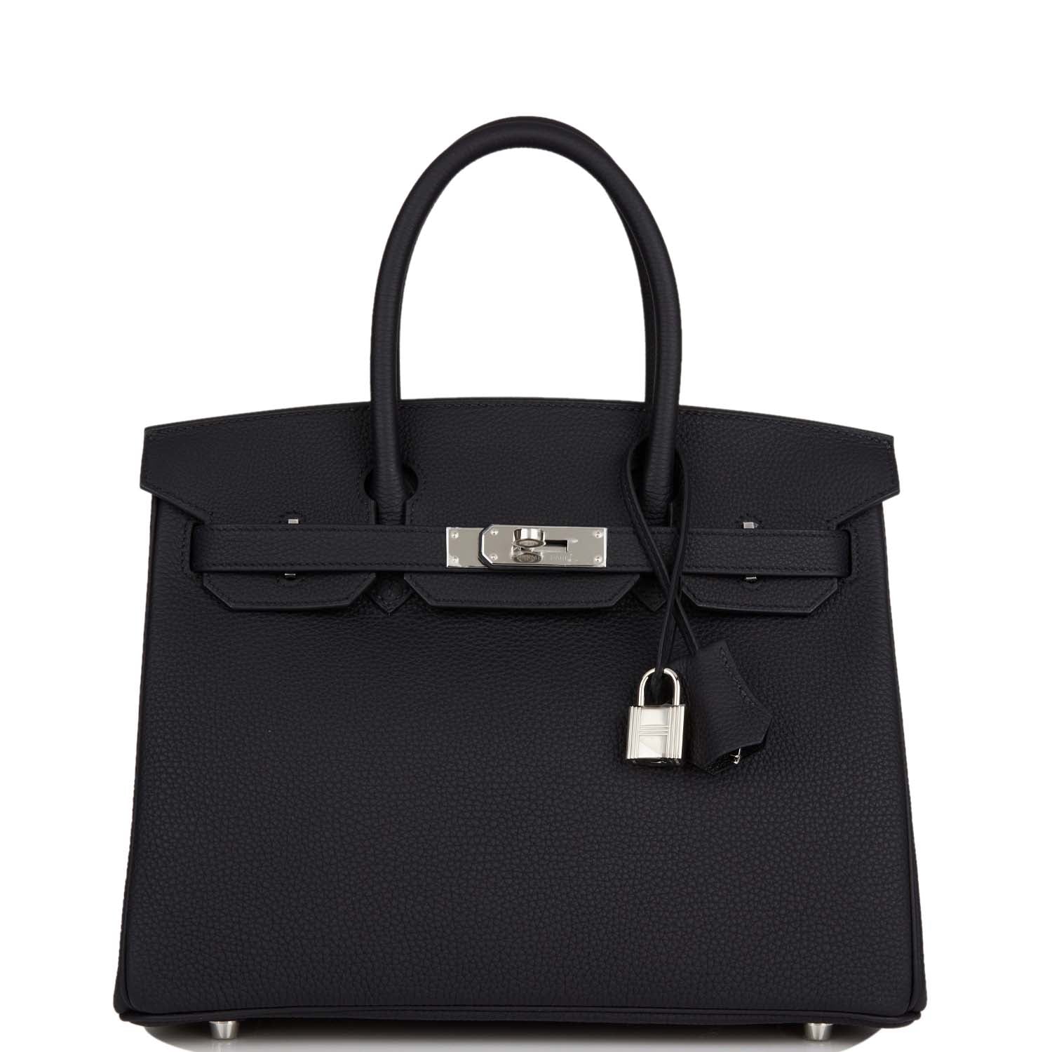Hermes Birkin Togo Palladium Hardware Handbag Black Travel Bag 27