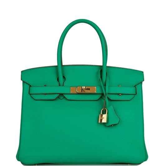 Hermes Birkin Menthe Clemence Hardware Handbag Gold Travel Bag 2