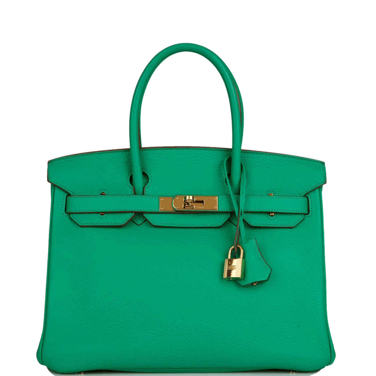 Hermes Birkin Menthe Clemence Hardware Handbag Gold Travel Bag 5