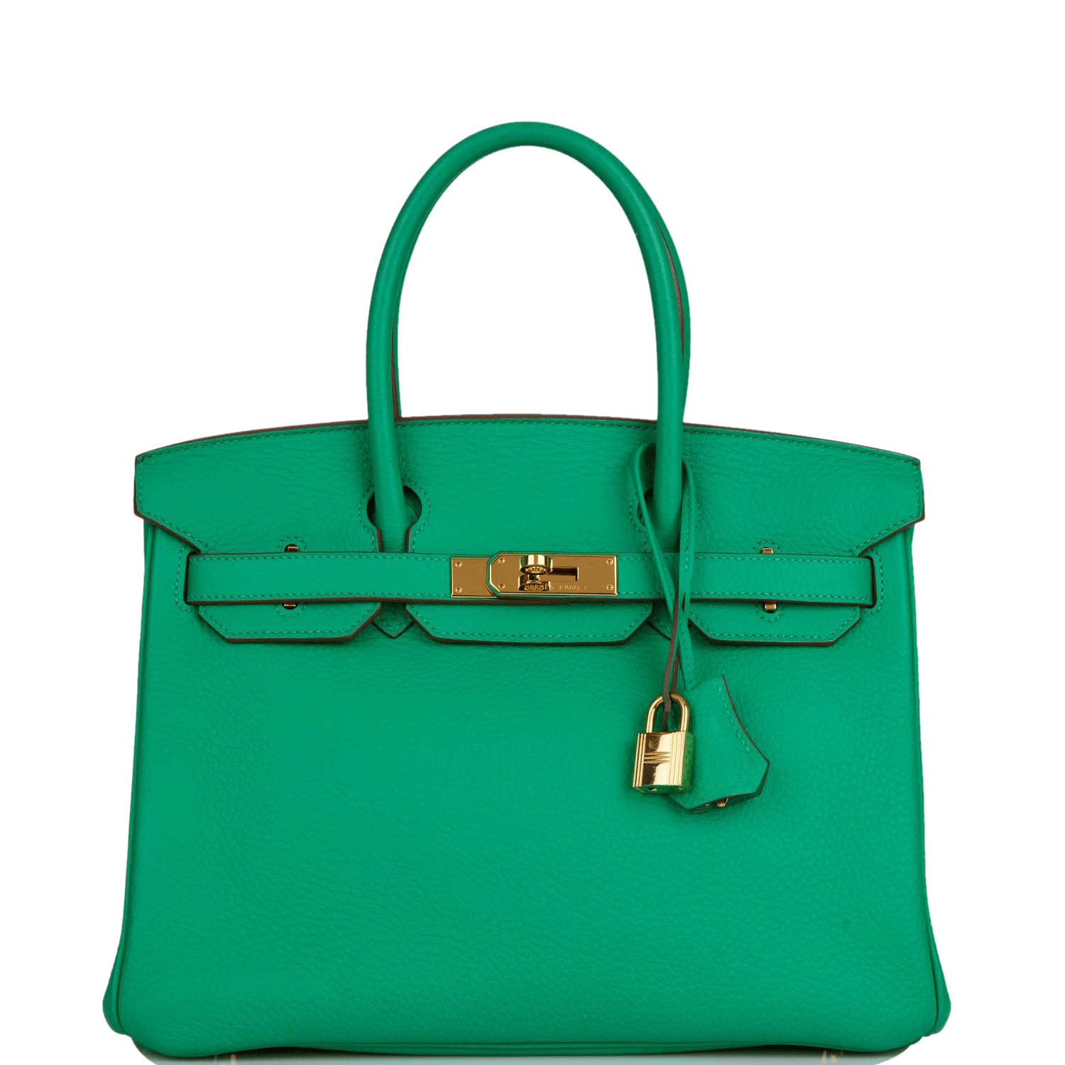 Hermes Birkin Menthe Clemence Hardware Handbag Gold Travel Bag 3
