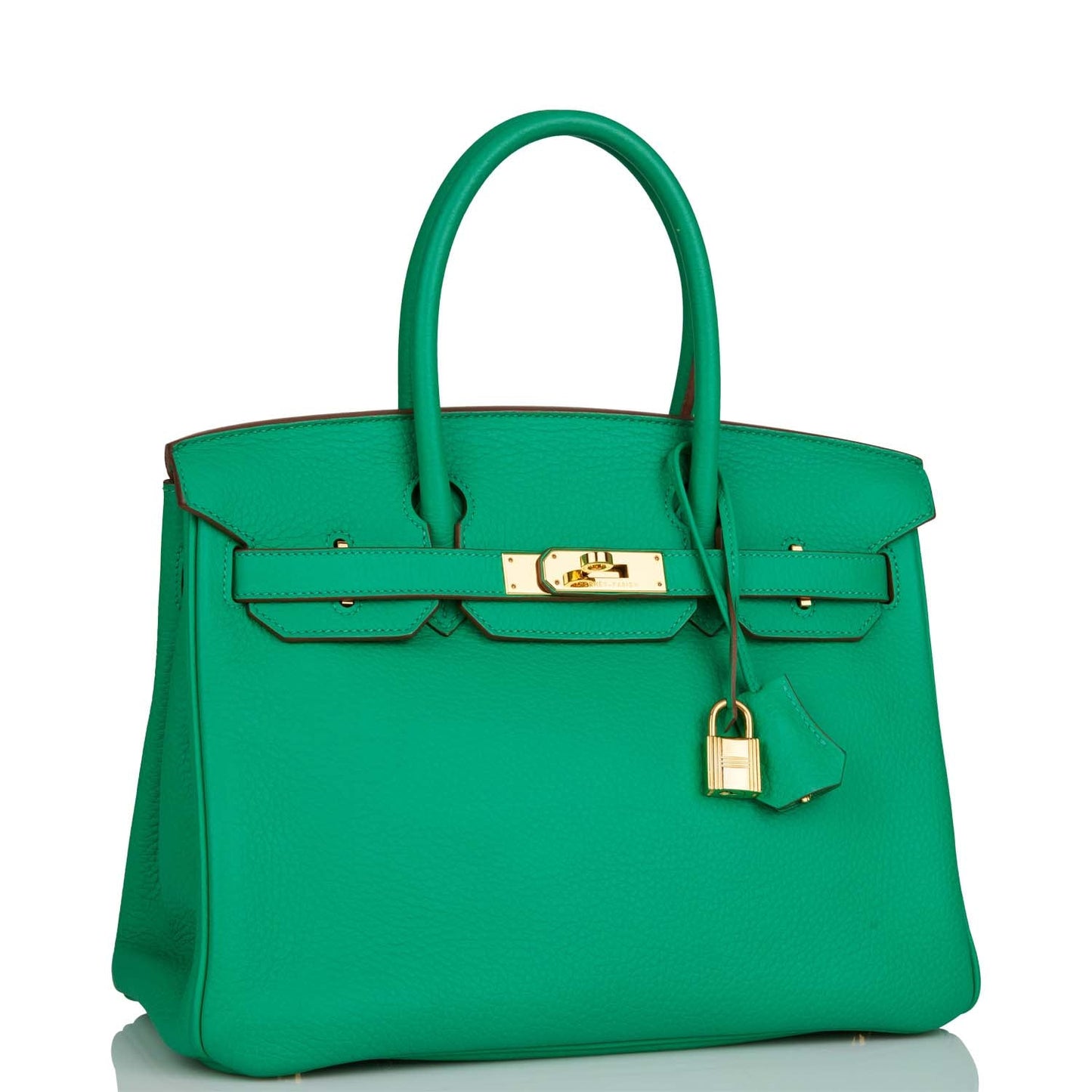 Hermes Birkin Menthe Clemence Hardware Handbag Gold Travel Bag 3