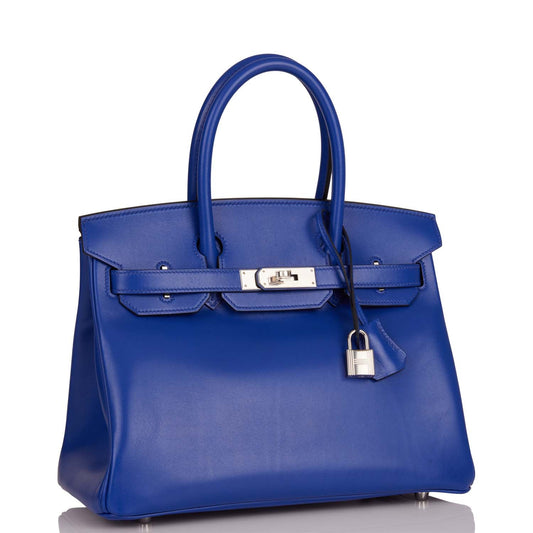 Hermes Birkin Bleu Electric Tadelakt Palladium Hardware Handbag Travel Bag