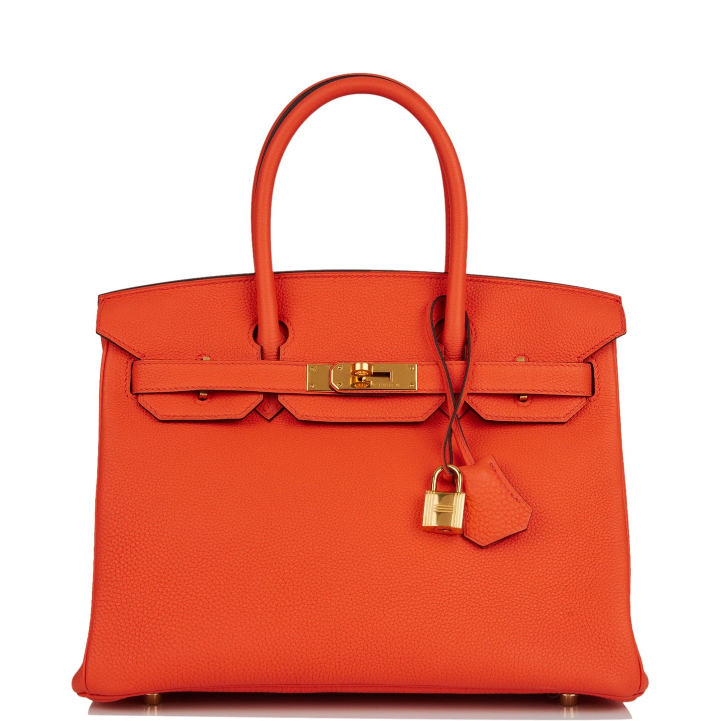 Hermes Birkin Orange Poppy Togo Hardware Handbag Gold Travel Bag