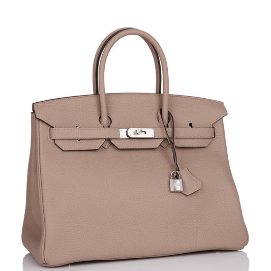 Hermes Birkin Gris Tourterelle Togo Palladium Hardware Handbag Travel Bag