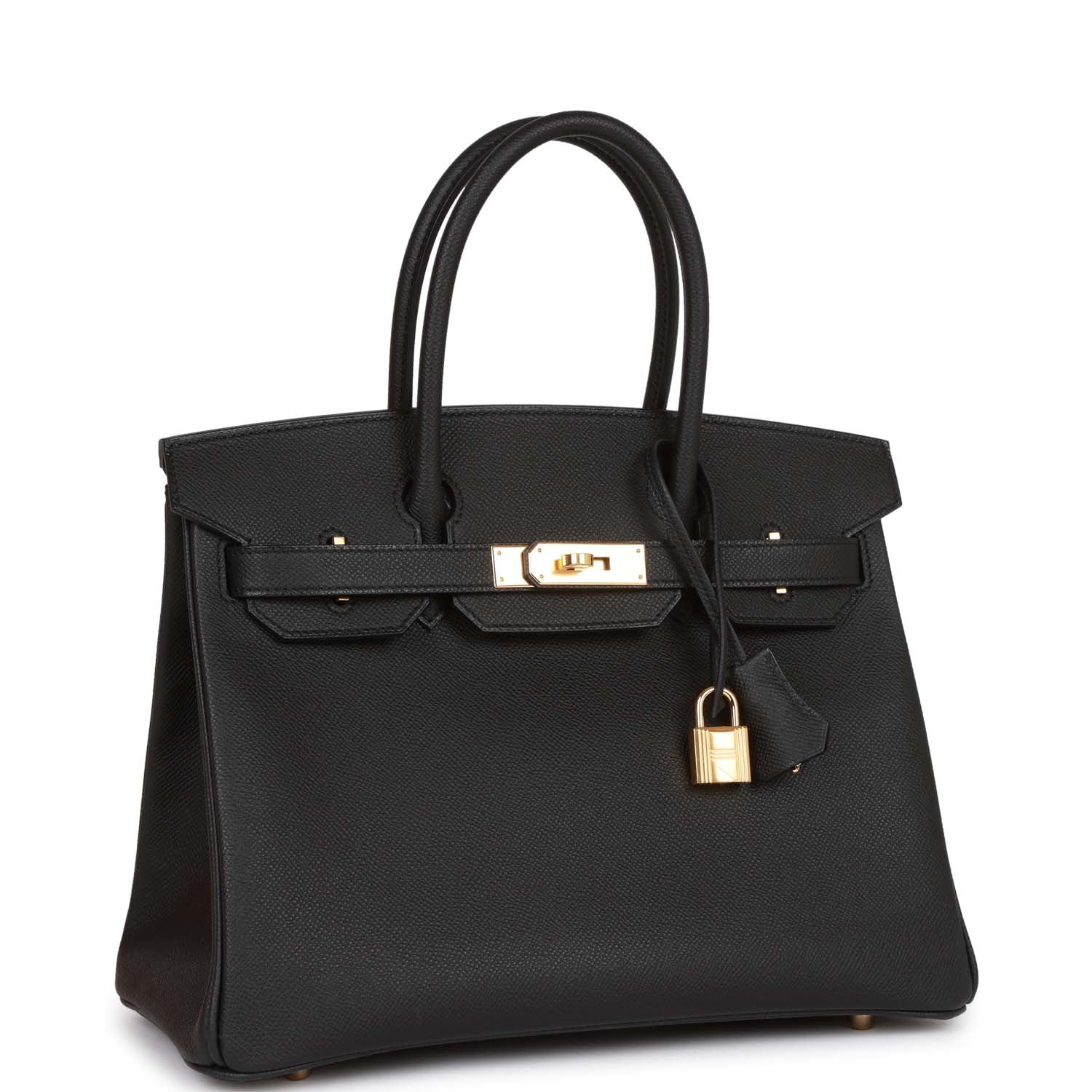 Hermes Birkin Epsom Hardware Handbag Black Gold Travel Bag 4