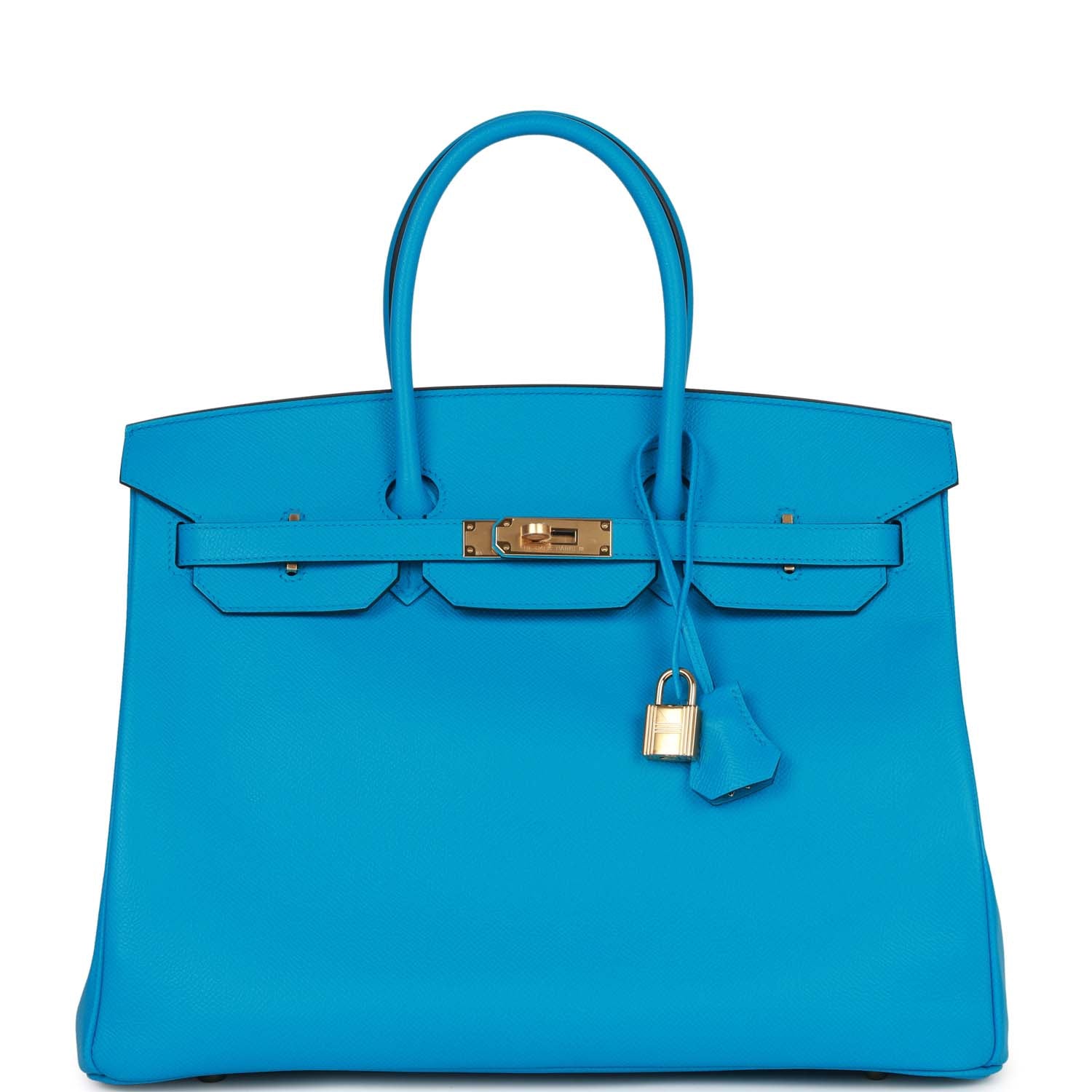 Hermes Birkin Bleu Frida Epsom Hardware Handbag Gold Travel Bag