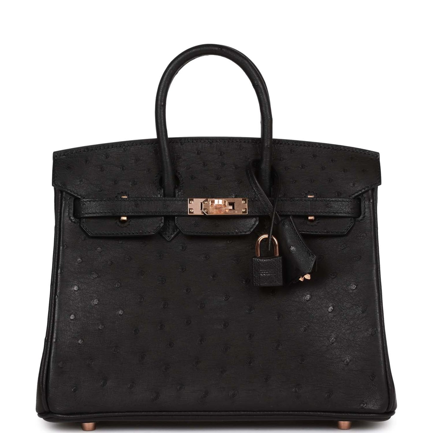 Hermes Birkin Ostrich Rose Hardware Handbag Black Gold Travel Bag Hardware 3