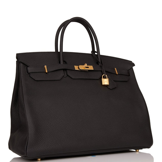 Hermes Birkin Togo Hardware Handbag Black Gold Travel Bag Gold Hardware