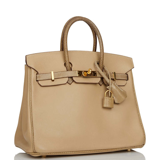 Hermes Birkin Ficelle Lizard And Argyle Swift Hardware Gold Travel Bag