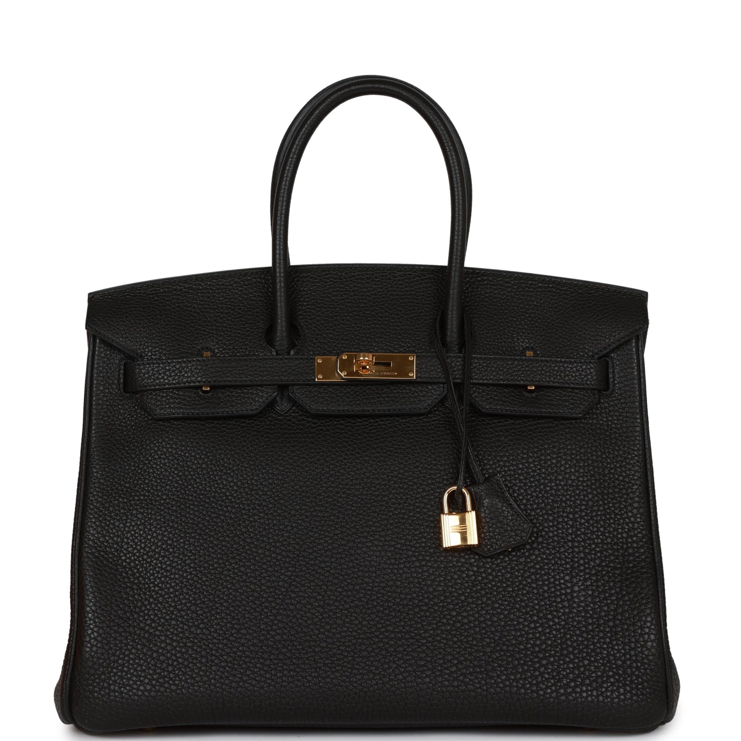Hermes Birkin Togo Hardware Handbag Black Gold Travel Bag 7