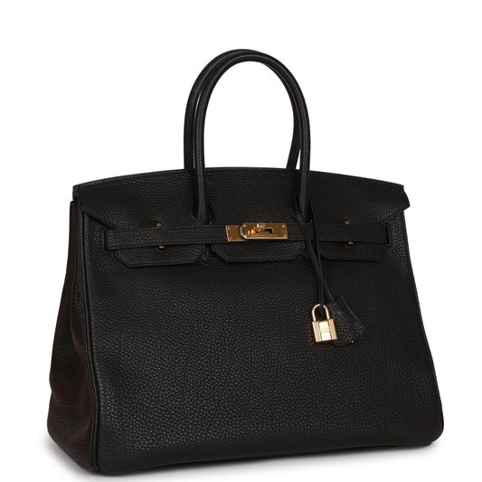 Hermes Birkin Togo Hardware Handbag Black Gold Travel Bag 7