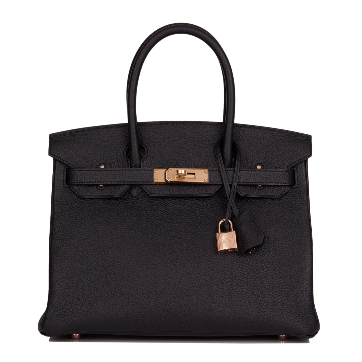 Hermes Birkin Togo Rose Hardware Handbag Black Gold Travel Bag 13