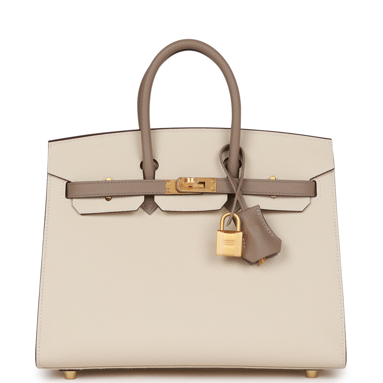 Hermes Birkin Sellier Craie And Gris Asphalte Epsom Gold Travel Bag