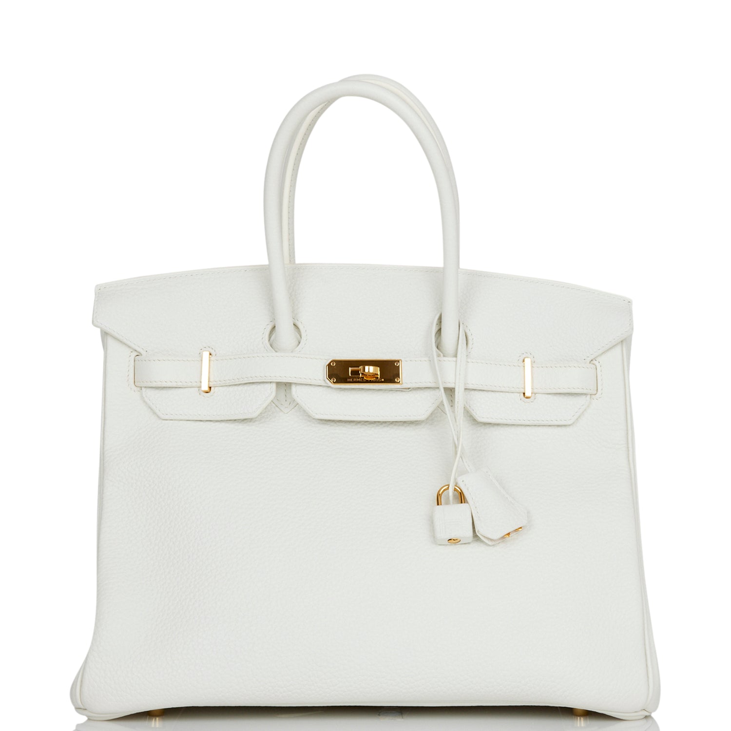 Hermes Birkin Clemence Hardware Handbag White Gold Travel Bag 2