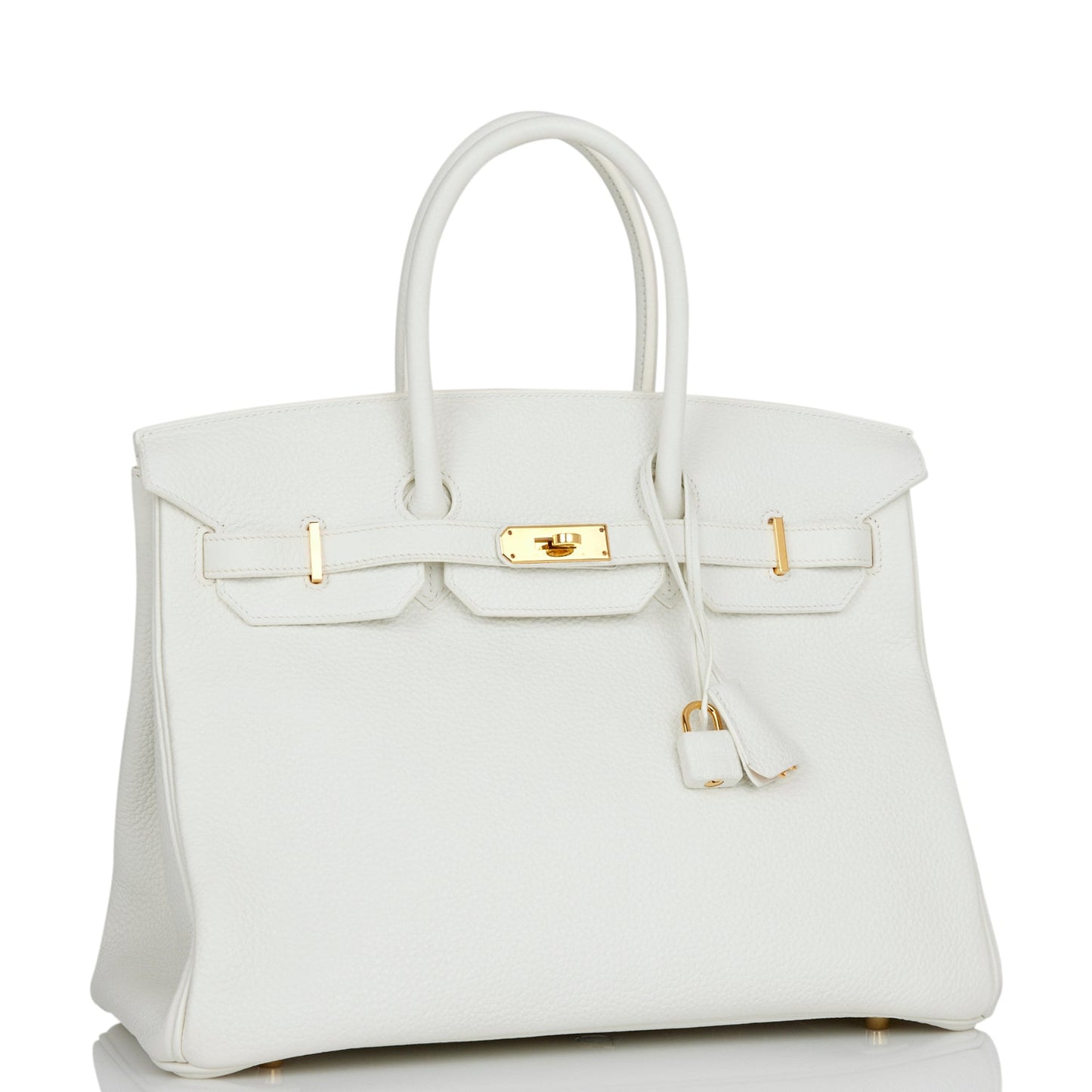 Hermes Birkin Clemence Hardware Handbag White Gold Travel Bag 2