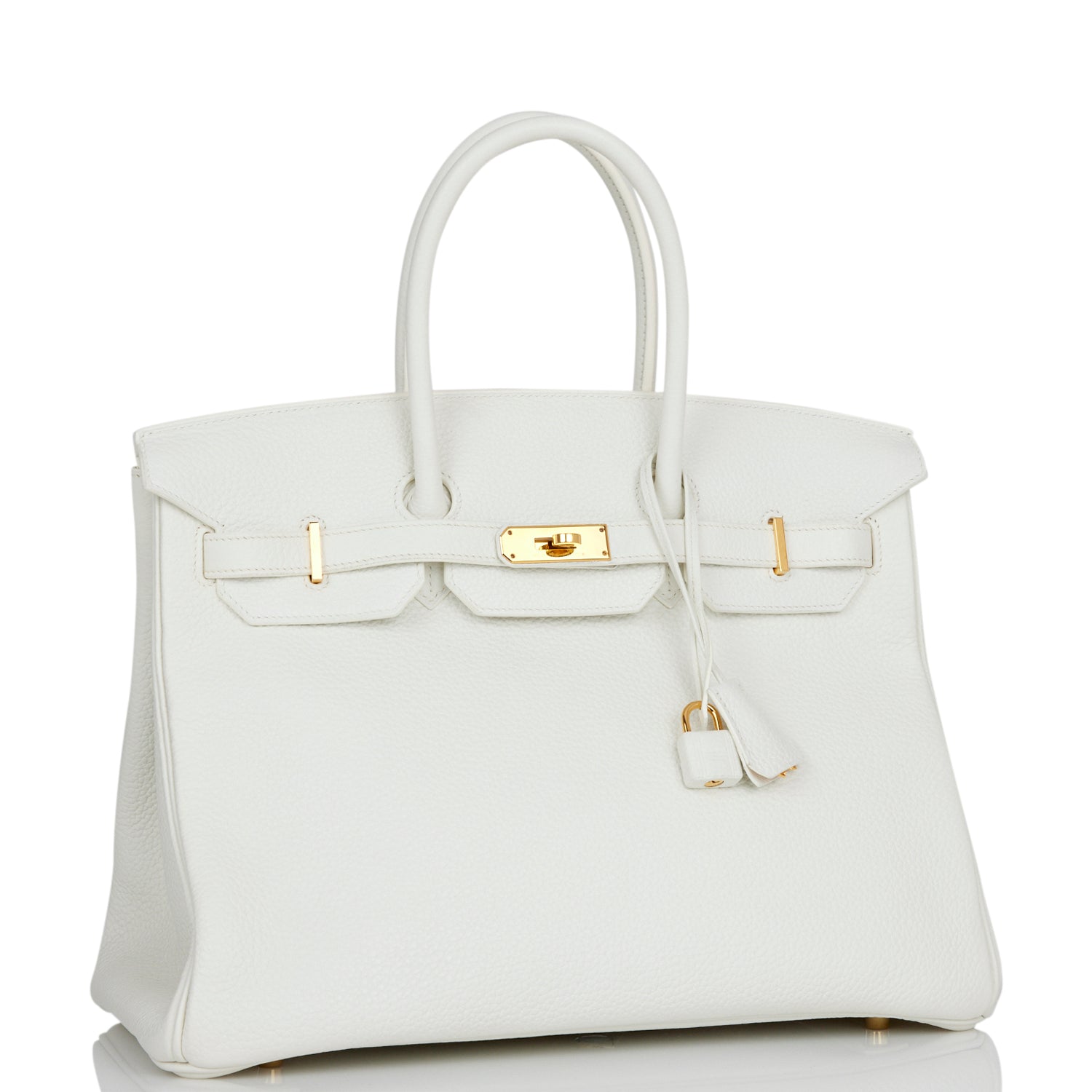 Hermes Birkin Clemence Hardware Handbag White Gold Travel Bag 2