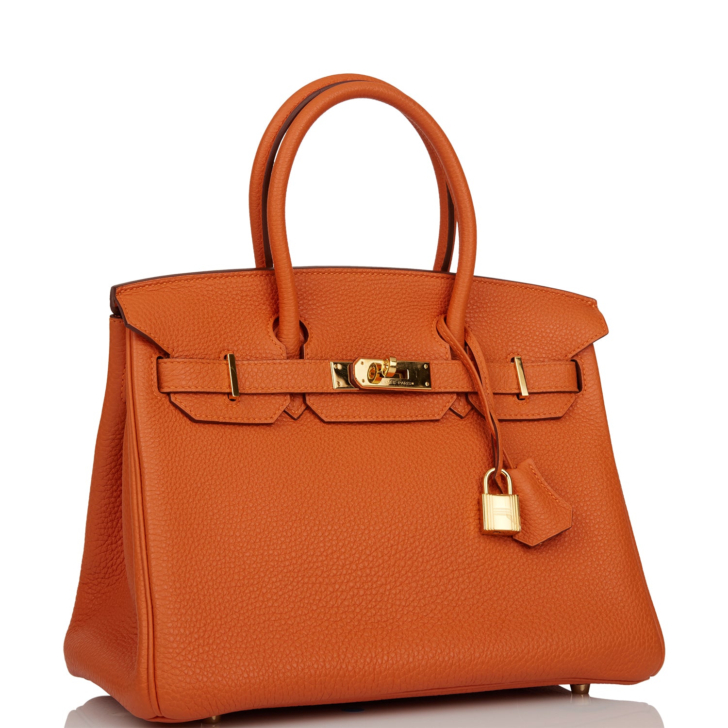 Hermes Birkin Clemence Hardware Handbag Gold Orange Travel Bag