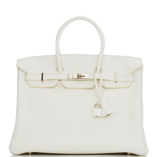 Hermes Birkin Clemence Palladium Hardware Handbag White Travel Bag