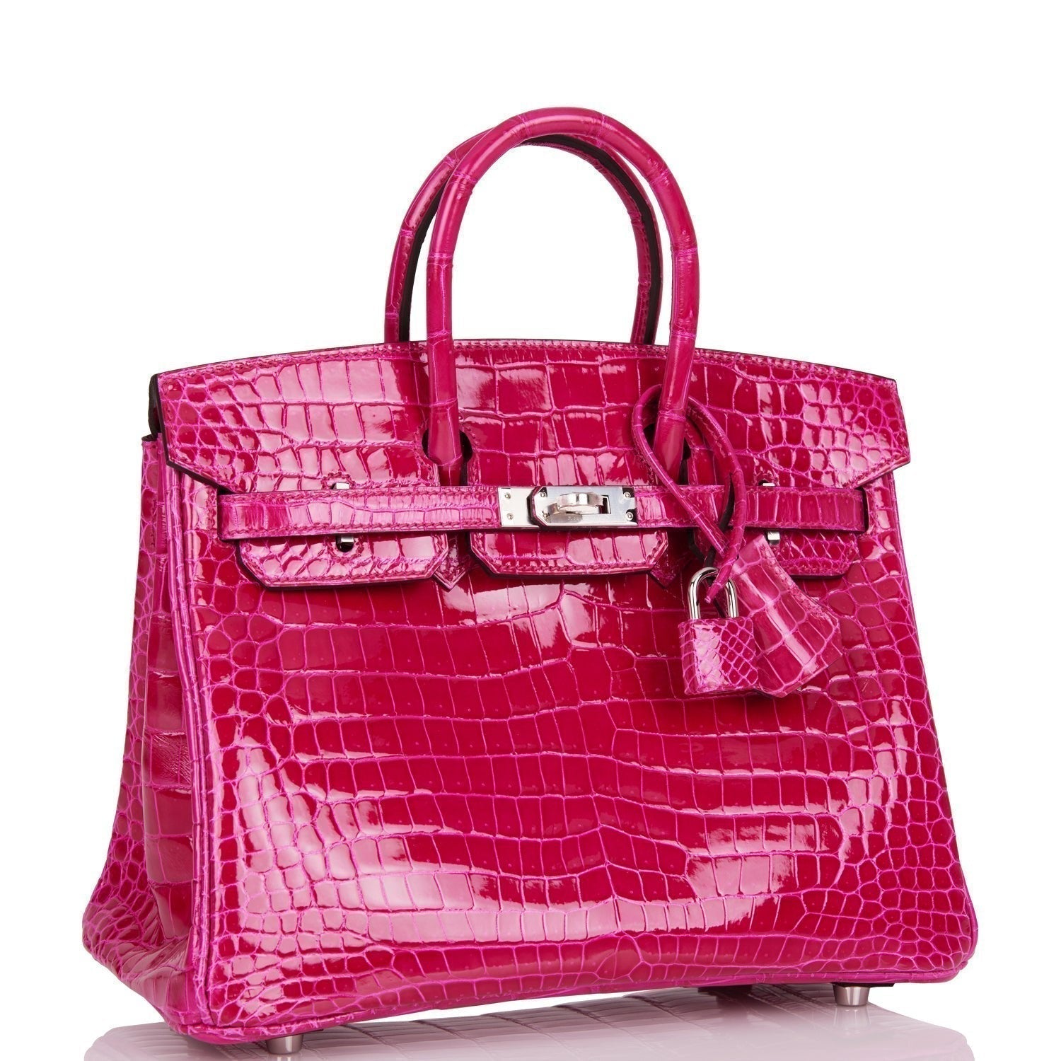 Hermes Birkin Rose Mexico Shiny Porosus Crocodile Palladium Travel Bag Palladium Hardware