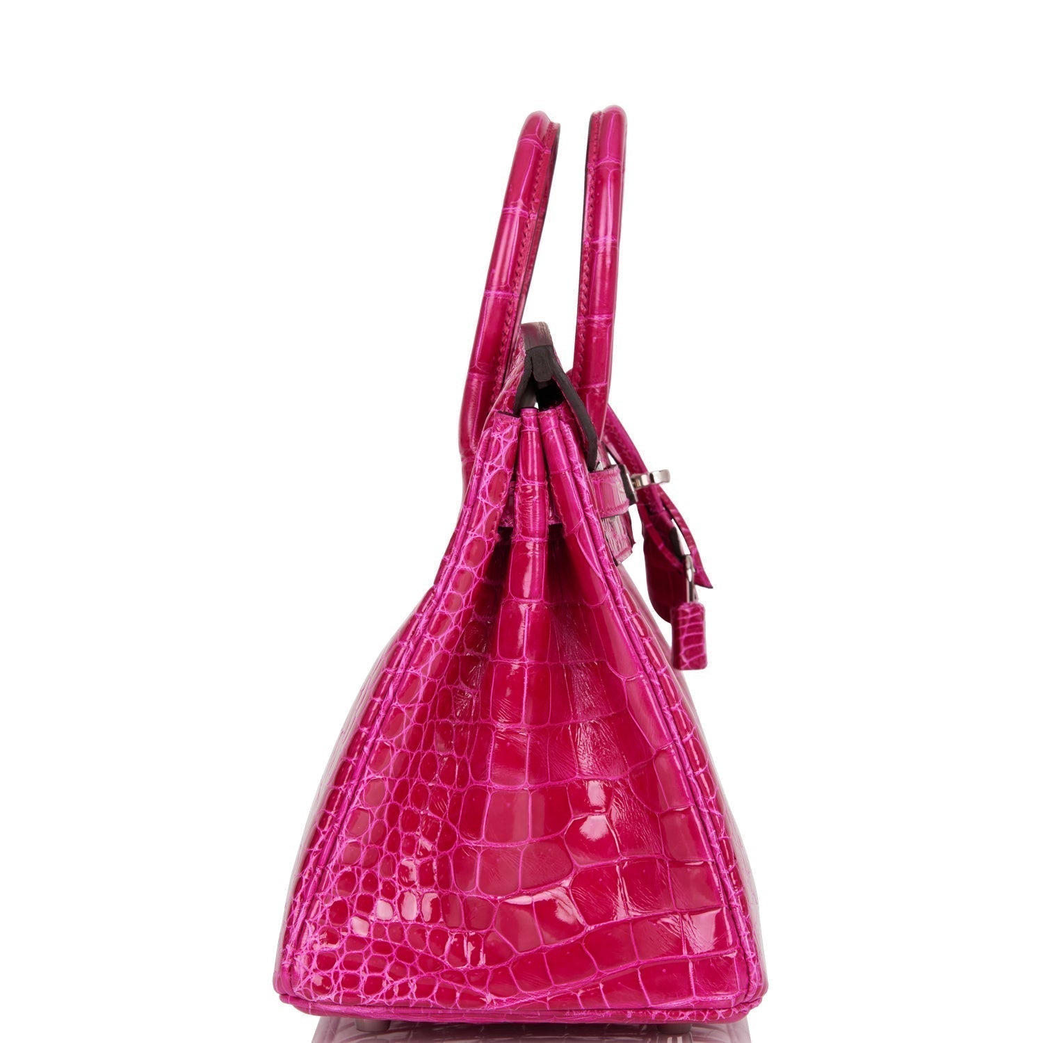 Hermes Birkin Rose Mexico Shiny Porosus Crocodile Palladium Travel Bag Palladium Hardware