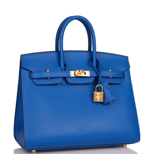 Hermes Birkin Sellier Bleu France Epsom Hardware Handbag Gold Travel Bag