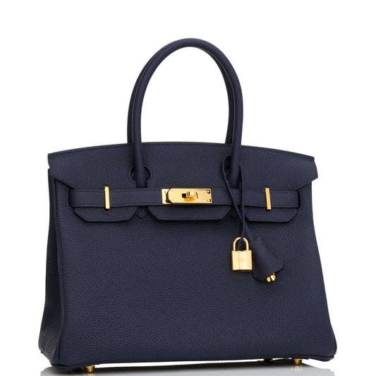 Hermes Birkin Bleu Nuit Togo Hardware Handbag Gold Travel Bag Hardware 3