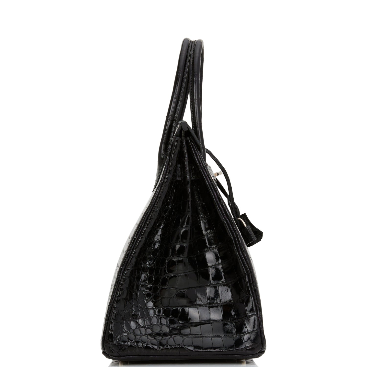 Hermes Birkin Shiny Porosus Crocodile Palladium Hardware Handbag Black Travel Bag Hardware 1
