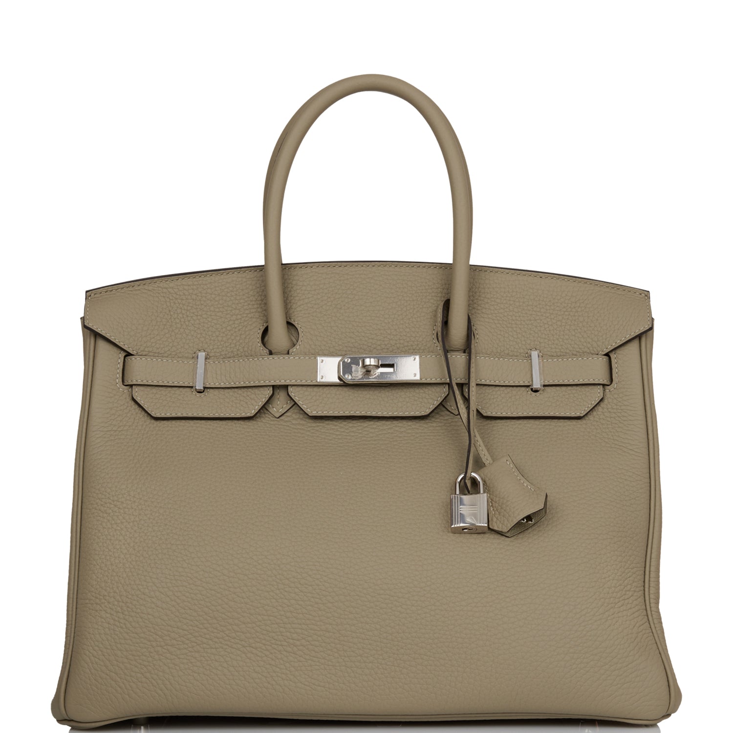 Hermes Birkin Sage Clemence Palladium Hardware Handbag Travel Bag