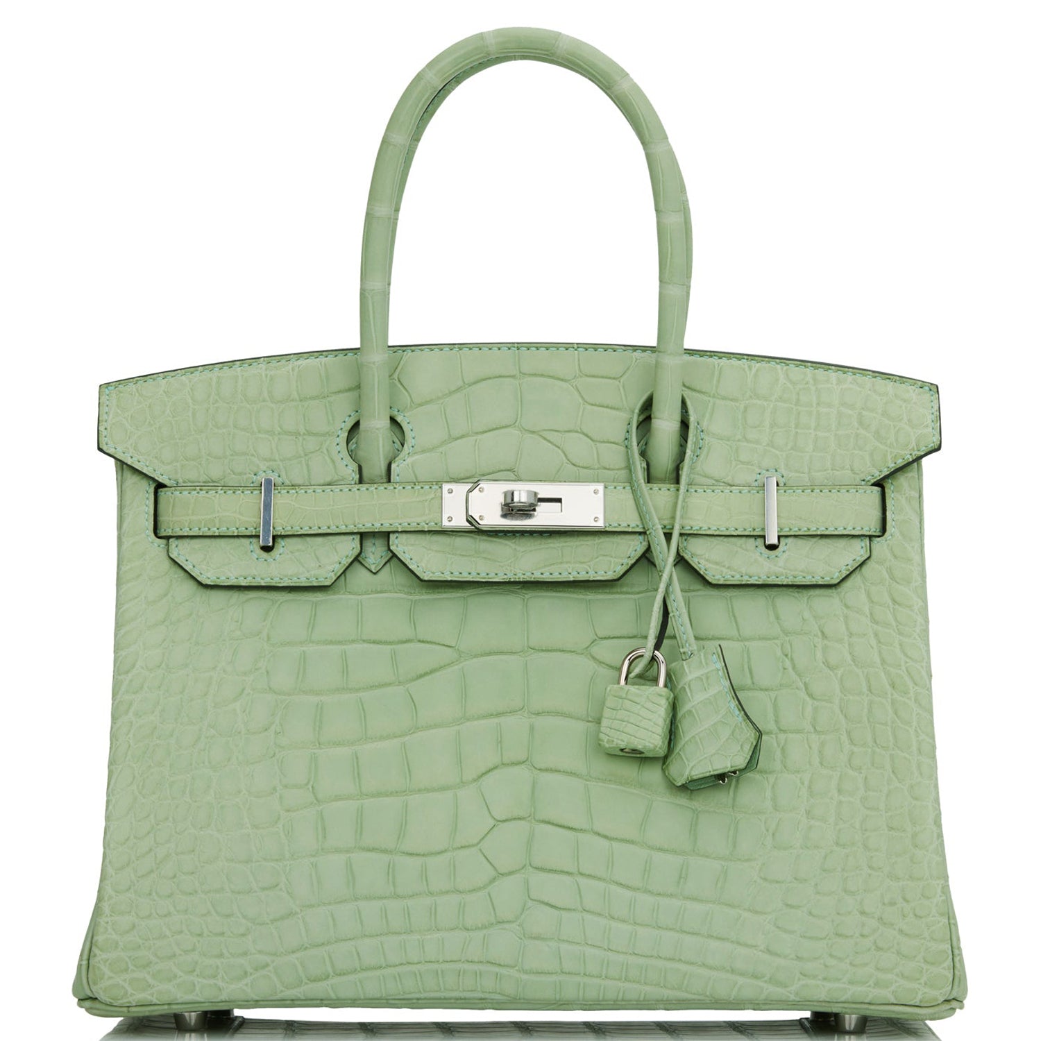Hermes Birkin Vert Eau Matte Alligator Palladium Hardware Travel Bag