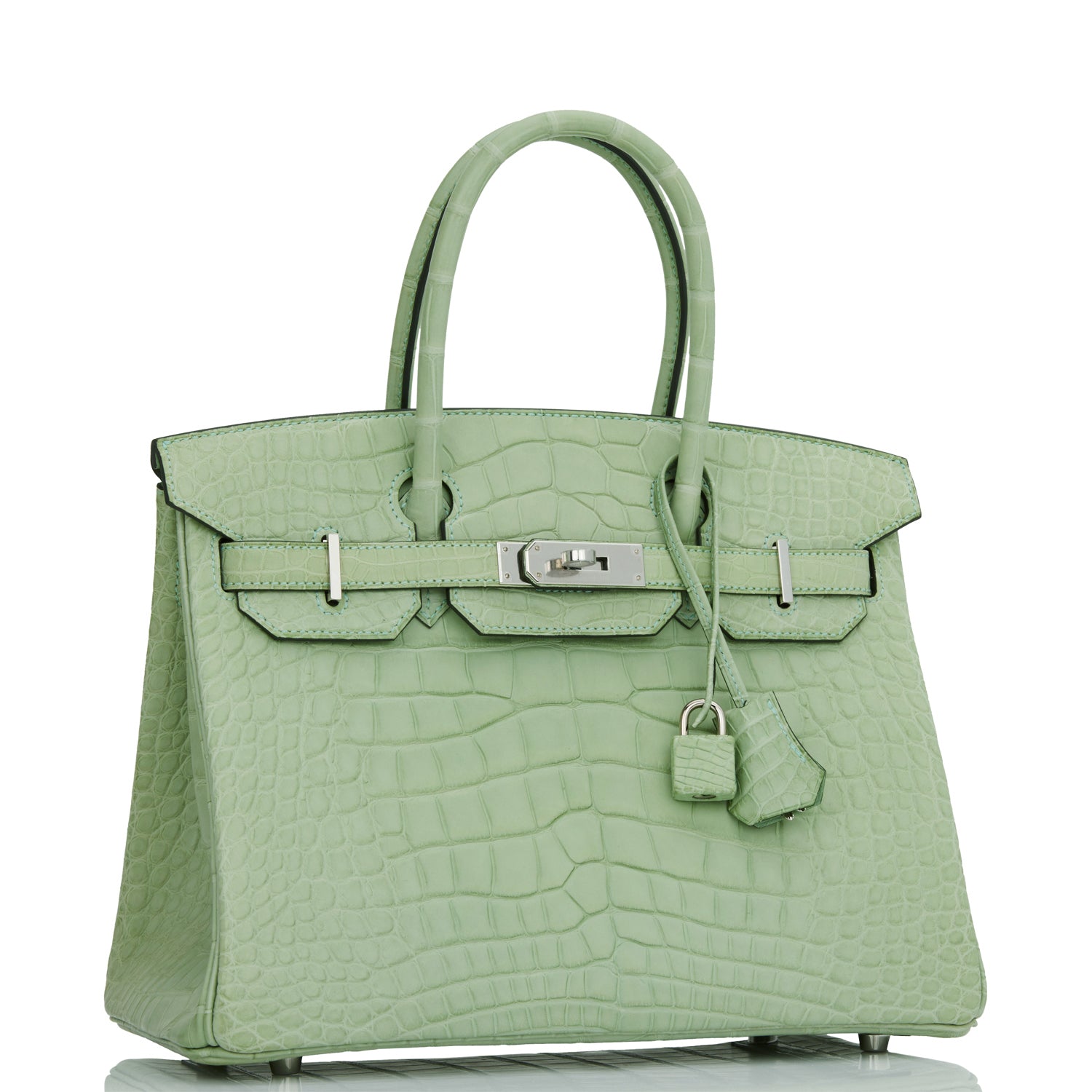 Hermes Birkin Vert Eau Matte Alligator Palladium Hardware Travel Bag