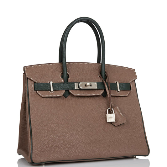 Hermes Special Order Hss Birkin Etoupe And Vert Travel Bag