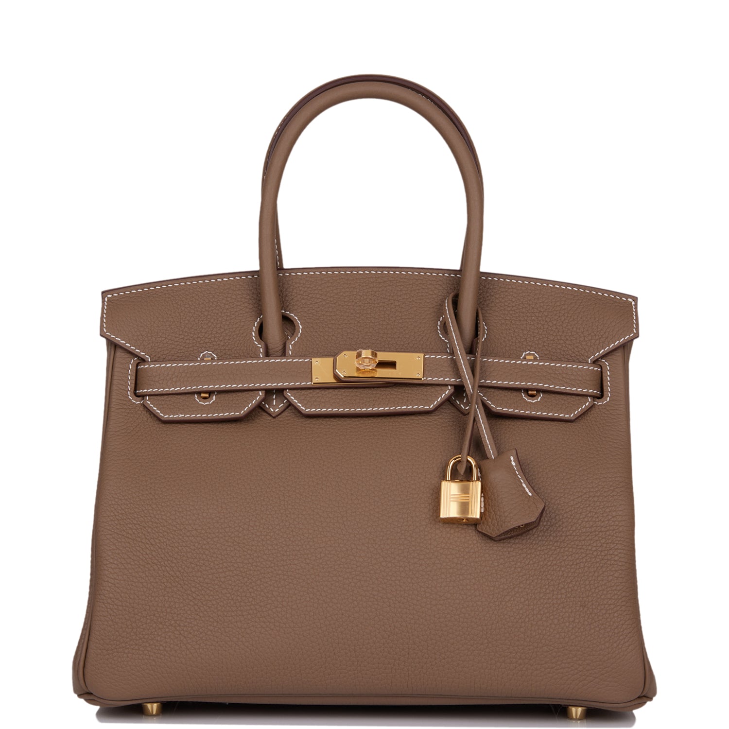 Hermes Birkin Etoupe Clemence Hardware Handbag Gold Travel Bag