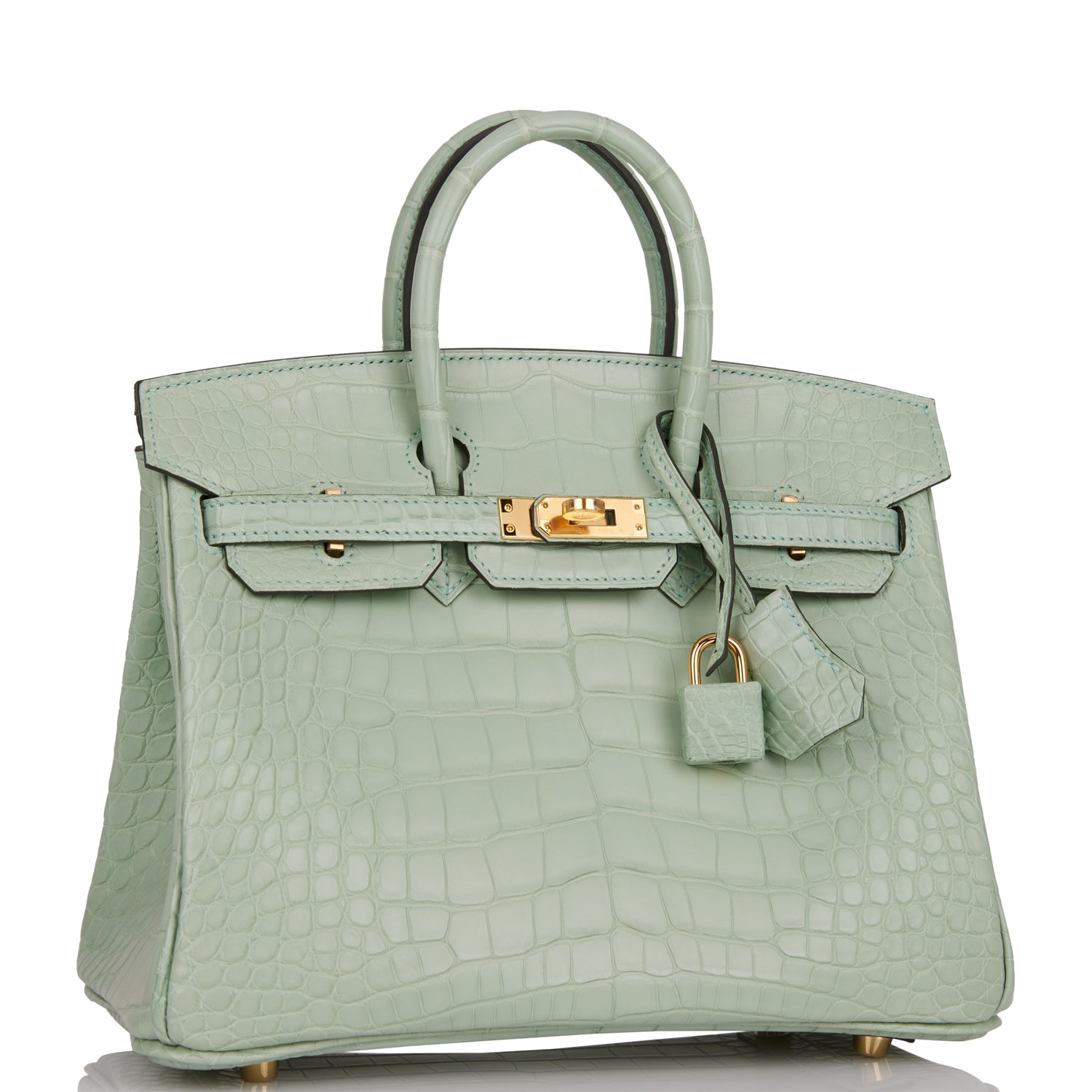 Hermes Birkin Vert Eau Matte Alligator Hardware Handbag Gold Travel Bag
