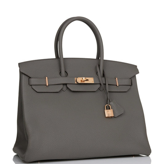 Hermes Birkin Etain Togo Rose Hardware Handbag Gold Travel Bag