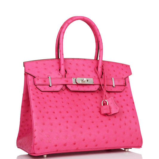 Hermes Birkin Rose Tyrien Ostrich Palladium Hardware Handbag Travel Bag
