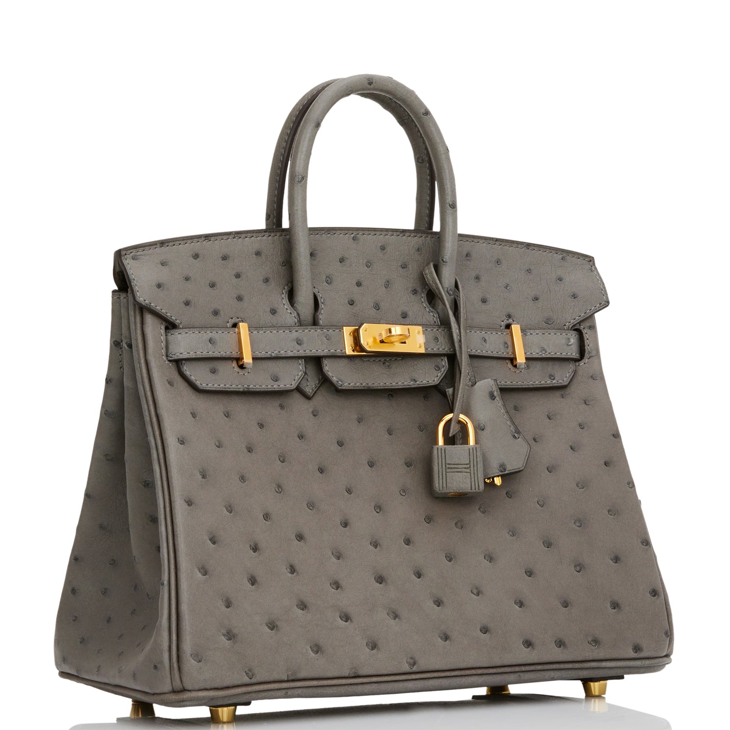 Hermes Birkin Gris Meyer Ostrich Hardware Handbag Gold Travel Bag