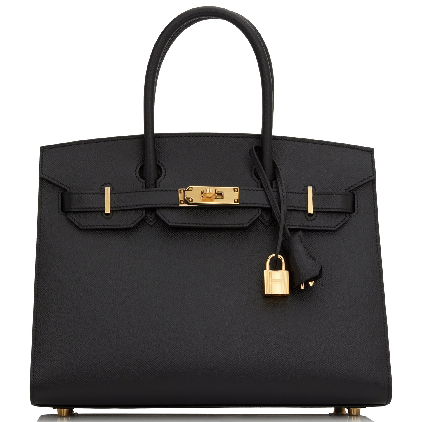 Hermes Birkin Sellier Epsom Hardware Handbag Black Gold Travel Bag